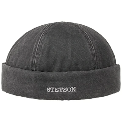 Afbeelding van STETSON Docker Old Cotton wintermuts voor heren met revers, dockermuts, voering, gesloten achterkant, herfst/winter zwart.