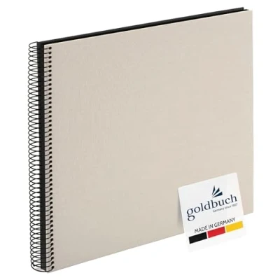 Afbeelding van goldbuch 25523 spiraalalbum Bella Vista, fotoalbum 35 x 30 cm, met 40 zwarte pagina&#039;s, herinneringsalbum van linnen, fotoboek voor foto&#039;s en om in te plakken, zandgrijs