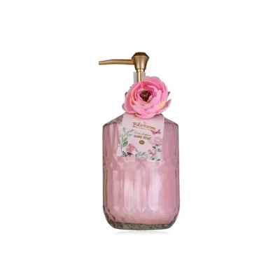Afbeelding van Accentra Blessom zeepdispenser met handzeep, vloeibare in glazen decoratieve pomp, 380 ml, geur: saffronroze, navulbaar