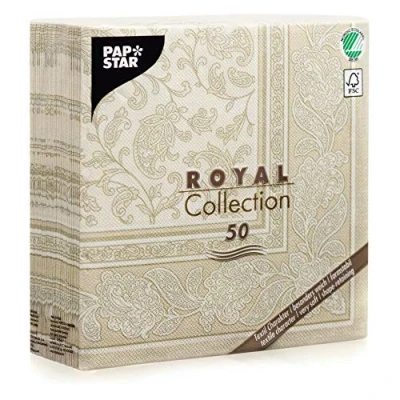 Afbeelding van 11681 Royal Collection Ornaments servetten, 1/4 gevouwen, 40 x cm, champagne, 50 stuks