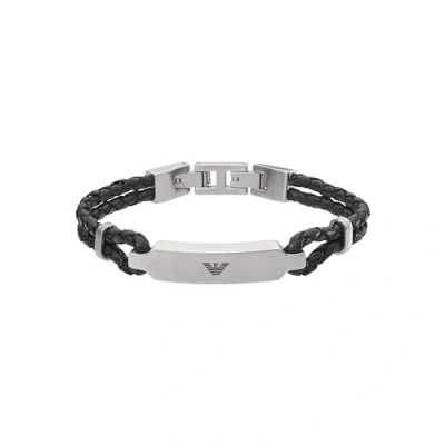 Afbeelding van Emporio Armani Herenarmband, van leer of Roestvrij staal, met karabijnsluiting, schuiver drukknop, Geen edelsteen