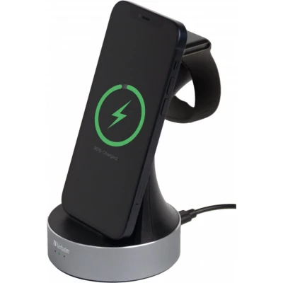 Afbeelding van Verbatim draadloze oplader, 2 in 1, Qi, MFi, WCS 01, zwart 1x smartphone, smartwatch, detailhandel
