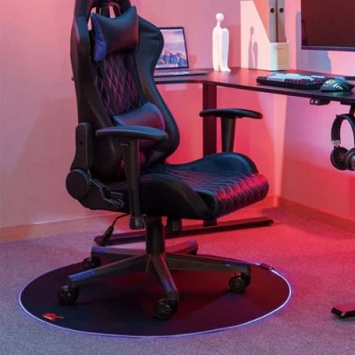 Afbeelding van NanoRS Bureaustoelmat Mat voor gamestoel RGB achtergrondverlichting blauw 100cm, RS171 Zwart