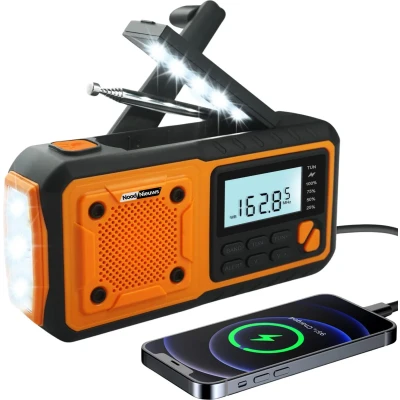 Afbeelding van NoodNieuws Draagbare NoodRadio FM/AM/SW 4000mAh Powerbank Zonnepaneel Radio op batterijen Hand Zwengel Dynamo 4 Manieren voor opladen Zaklamp SOS