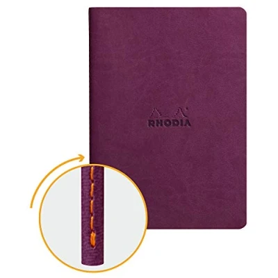 Afbeelding van RHODIA 116410C Notitieboek, zacht, textiel, paars, A5, 14,8 x 21 cm, gelinieerd, 64 pagina&#039;s, lichtbruin papier, 90 g/m², omslag van kunstleer, collectie Rhodiarama
