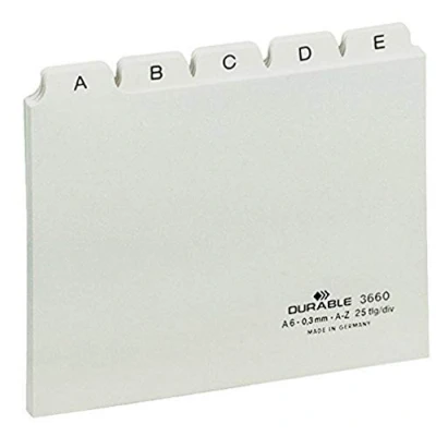 Afbeelding van Durable 366002 set van 25 A6 AZ bedrukte tabverdelers, wit