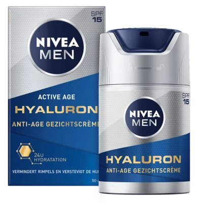 Afbeelding van 1+1 gratis: Nivea Men Anti Age Hyaluron Gezichtcrème SPF 15 50 ml