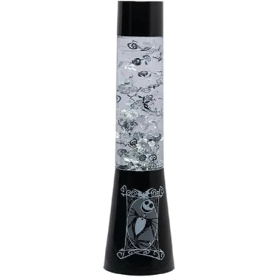 Afbeelding van Paladone Nightmare Before Christmas Vloeibare glitterlamp met pompoen, schedels en drijvende vleermuizen Officieel gelicentieerd Disney product, griezelige Jack Collection decoratie