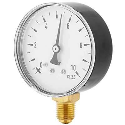 Afbeelding van 0 10 Bar Pneumatische en Hydraulische Manometer Alle Gebruik Drukmeter Zijmontage Lucht Olie Waterdrukmeter Gas/Piëzometer 1/4 &quot;NPT Messing TS 60