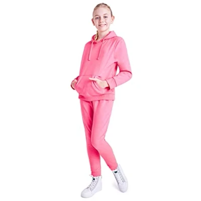 Afbeelding van Joggingpak voor meisjes, trainingspak, sweatshirt met capuchon en joggingbroek, modieuze kleding, 5 15 jaar, Roze, 7 8 jaar