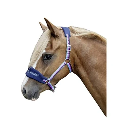 Afbeelding van HKM Halster Funny Horses Blauw/Roze Mini