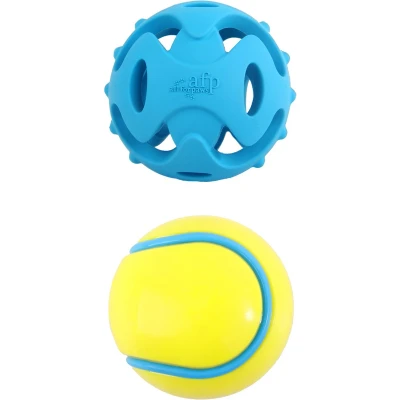 Afbeelding van All For Paws Dual Fetch Ball Hondenspeelgoed Ø6.3 cm Geel Blauw