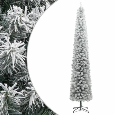 Image de vidaXL Sapin de Noël mince avec support et flocon neige 270 cm PVC357686