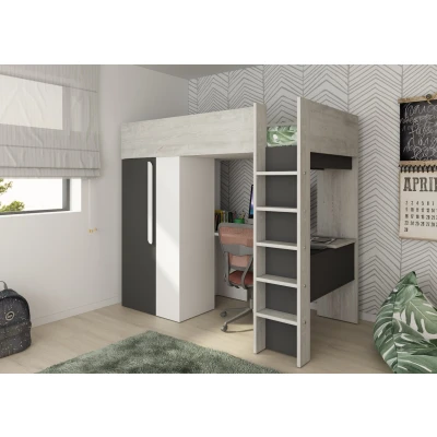 Afbeelding van Studio 1809 hoogslaper met bureau en kast 90x200 Antraciet