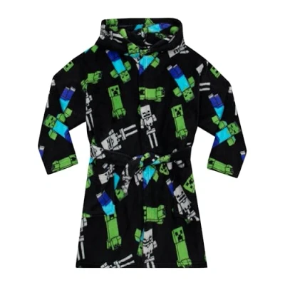 Afbeelding van Minecraft kamerjas, kamerjas voor jongens, Creeper, nachtkleding en badjassen, gaming 5 13 jaar, zwart.