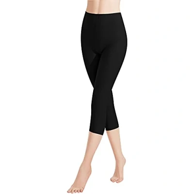 Afbeelding van Libella 4161 VA 1/3 stuks leggings 3/4 katoen capri hoge taille meerkleurig slim fit broek fitnessbroek broek, 1 stuk zwart