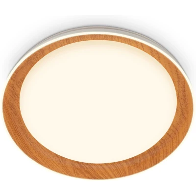 Afbeelding van Briloner Ijus LED plafondlamp 3852014 Doorschijnend houtdecor Elegante lichtrand Tegenlicht Warm wit licht Ø43 x 8 cm Houtlook