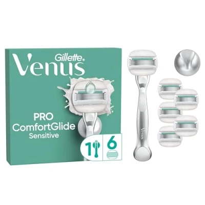 Afbeelding van Gillette Venus ComfortGlide 5 Sensitive Scheerapparaat voor dames, 6 reservemesjes
