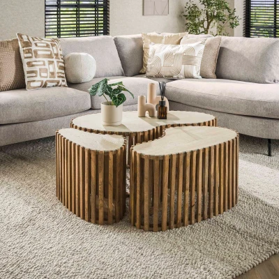 Afbeelding van Nellie salontafel set van 3 niervormig zand