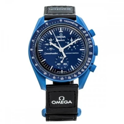 Afbeelding van Swatch Omega x Moon Mission to Neptune Speedmaster Blue Nieuwe SO33N100, Blauw, modern, Modern