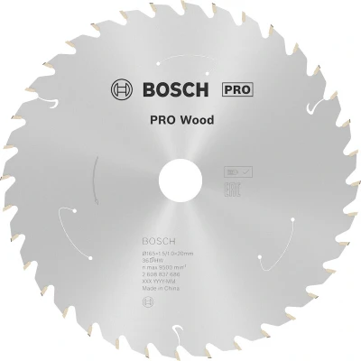Image de BOSCH 2608837686 lame de scie circulaire Standard pour bois scies sans fil 165 x 20/16 1.5/1.0 mm, 36T