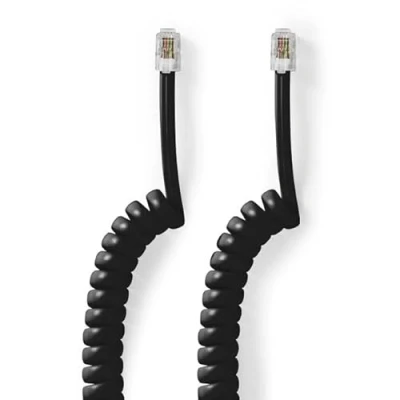 Afbeelding van Telecomkabel RJ10 Male 2.00 m Kabel design: Gekruld Kabeltype: Wit