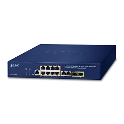 Afbeelding van PLANET IPv4/IPv6, 8 Port Managed L2/L4 Gigabit Ethernet (10/100/1000) Power over (PoE) 1U Blauw