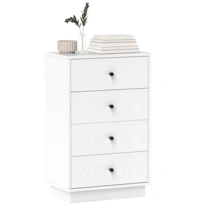 Afbeelding van HOMCOM commode met 4 laden, voor slaapkamer, opbergkast, moderne stijl, handgrepen, woonkamer, 47 x 29 75 cm, wit