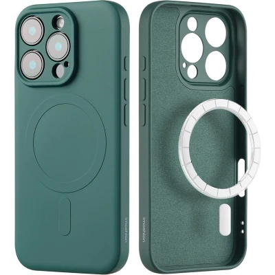 Afbeelding van imoshion Hoesje Geschikt voor iPhone 16 Pro Siliconen Color Backcover MagSafe Donkergroen