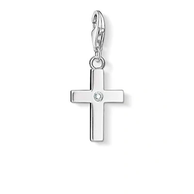 Afbeelding van Thomas Sabo Dames Charm Club Kruis met witte zirkonia Sterling 925 0366 051 14, zilver, Zirkoniumoxide
