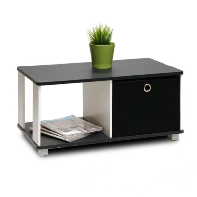 Afbeelding van Home salontafel met sleuf, houtcomposietmateriaal, pvc buizen en vliescontainers, zwart, 40,01 x 34,93 cm