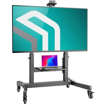 Afbeelding van ONKRON TS1991 B tv meubel op wielen voor van 50 tot 100 inch 120 kg, in hoogte verstelbaar en kantelbaar, VESA max. 1000 x 600 cm, zwart