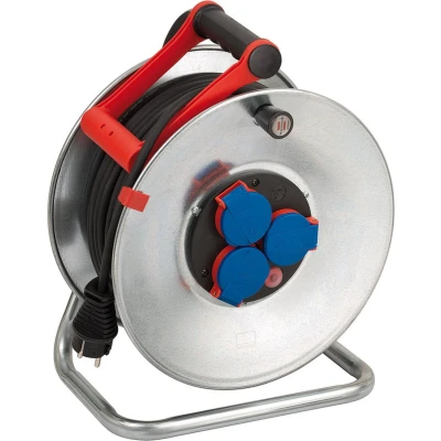Afbeelding van Brennenstuhl Garant S IP44 Kabelhaspel ( 50 m kabel in zwart, plaatstaal, kortstondig gebruik buiten, Made Germany)zilver