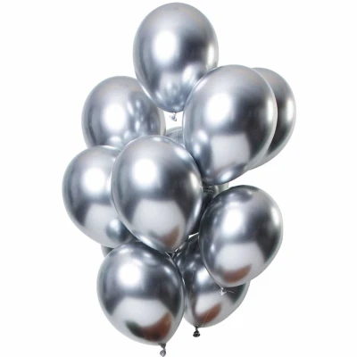 Afbeelding van Ballon set zilver chrome 12 stuks