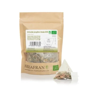 Afbeelding van FRISAFRAN Biologische infusie van gember en citroen in piramiden ontstekingsremmend antioxidant 30 stuks