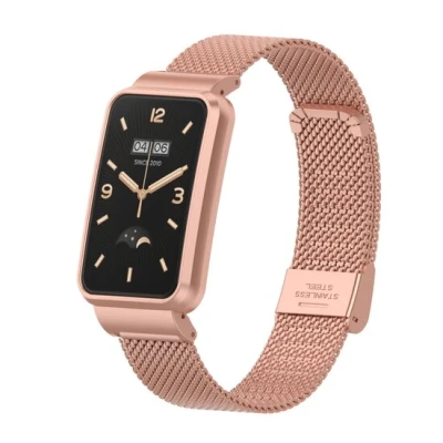 Afbeelding van Milanese bandje met case Rosé goud Xiaomi Smart band 7 Pro