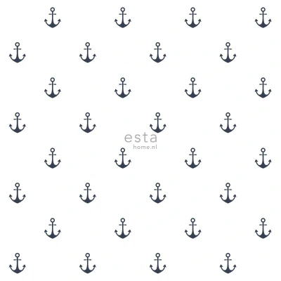 Afbeelding van ESTAhome behang ankers wit en donkerblauw 138965 0,53 x 10,05 m