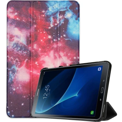 Afbeelding van iMoshion Tablet Hoes Geschikt voor Samsung Galaxy Tab A 10.1 (2016) Design Trifold Bookcase Meerkleurig / Paars /Space