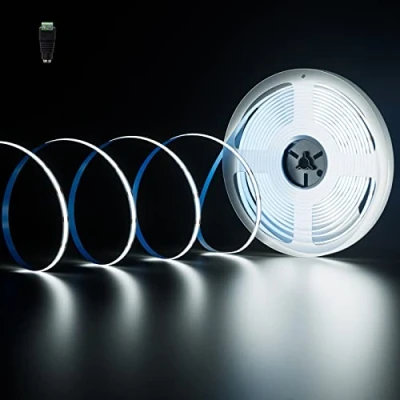 Afbeelding van PAUTIX COB Ledstrip, koudwit, 6000 K, 10 m, 4800 leds, DC24V, CRI93+, voor slaapkamer, keuken, doe het zelf verlichtingsproject (voeding niet inbegrepen)