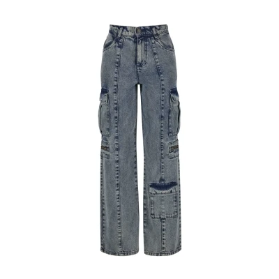Afbeelding van Urban Classics Loose Utility Denim Cargobroek Taille, 27 inch Blauw