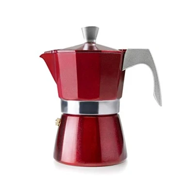 Afbeelding van Ibili Evva Red Espressomachine, 12 kopjes, 600 ml, gegoten aluminium, compatibel met inductiekookplaten
