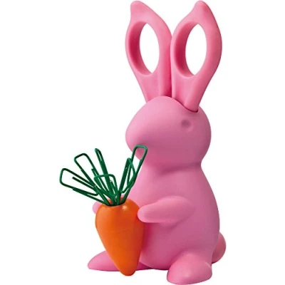 Afbeelding van Qualy Desk Bunny Schaar en papercliphouder Roze PP 7,25x13,85x8,8 cm 190g