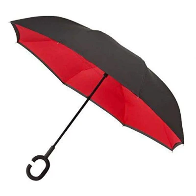 Afbeelding van Impliva Opvouwbare Inside Out Paraplu Ø 107 cm Zwart/Rood