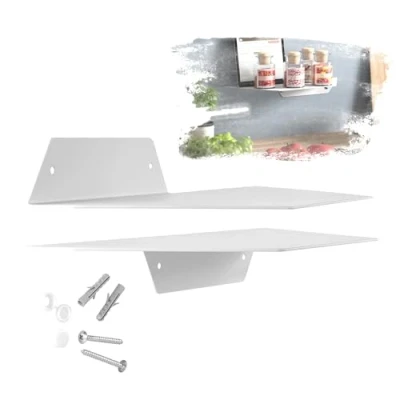 Afbeelding van SOTECH Design HOVER II wandrek 350 x 130 40 mm wit, wandmontage, rek inclusief bevestigingsset voor badkamer, keuken of woonkamer