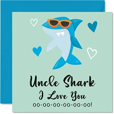 Afbeelding van verjaardagskaart voor oom, oom Shark, nichtje of neffe, Happy Birthday verjaardag, 145 mm x