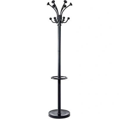 Afbeelding van MAUL kapstok Nubis metaal, hoogte 175 cm, 20 ophanghaken met parapluhouder, zwart RAL9004