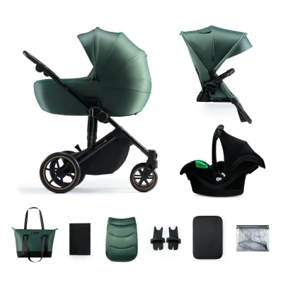 Afbeelding van Kinderkraft Kinderwagen Prime2 PRO 3 in 1 Dark Green Incl. Autostoel &amp; Luiertas
