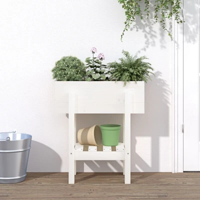 Afbeelding van Plantenbak 62x30x69 cm massief grenenhout wit