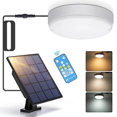 Afbeelding van Aigostar Buitenlamp op zonne energie met afstandsbediening, 50 W, 500 lm, zonnelamp voor buiten, IP65, energie, verstelbaar, 3000 K/4000 K/6500 K, kabel van 3 m