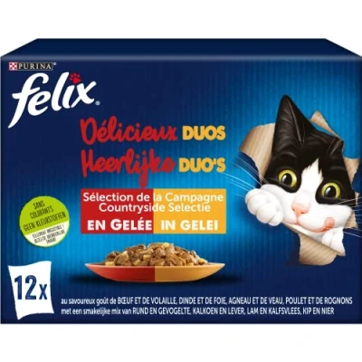 Afbeelding van 6x Felix katten natvoer Duo&#039;s Countryside Selectie in Gelei 12 x 85 gram